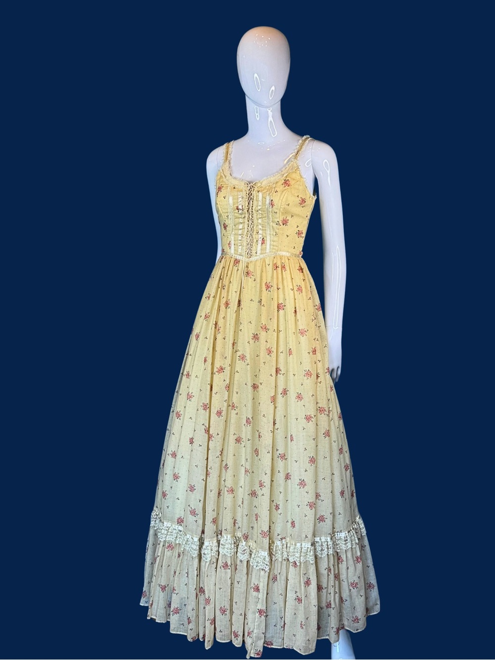 70s Cream Gunne Sax Shamash and Yofi Corset Prairie Dress / XS  / Deadstock - Picture 8 of 10
